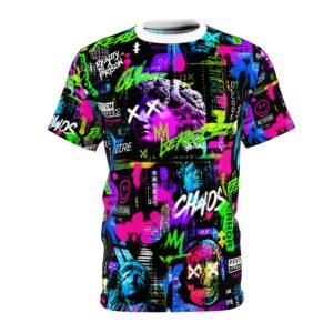 neon graffiti chaos all over print tee