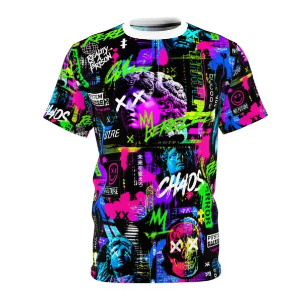 neon graffiti chaos all over print tee