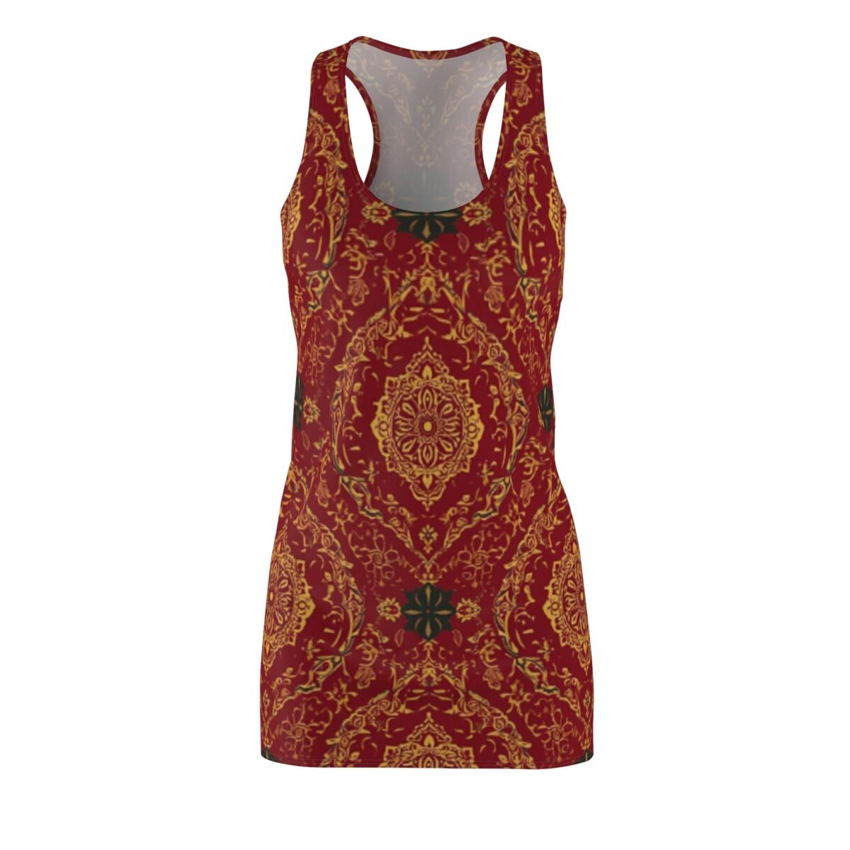 racerback dress red & gold ornate mandala all over print