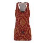 racerback dress red & gold ornate mandala all over print