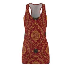 racerback dress red & gold ornate mandala all over print