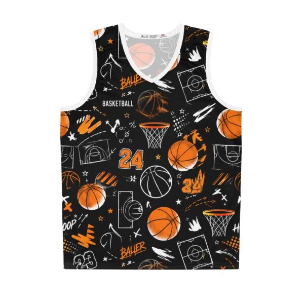 basketball jersey – all over print orange hoop pattern