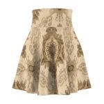 vintage damask pattern skater skirt | beige floral medallion