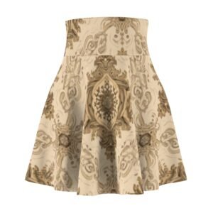 vintage damask pattern skater skirt | beige floral medallion