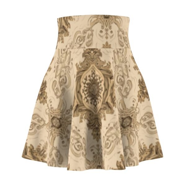 vintage damask pattern skater skirt | beige floral medallion