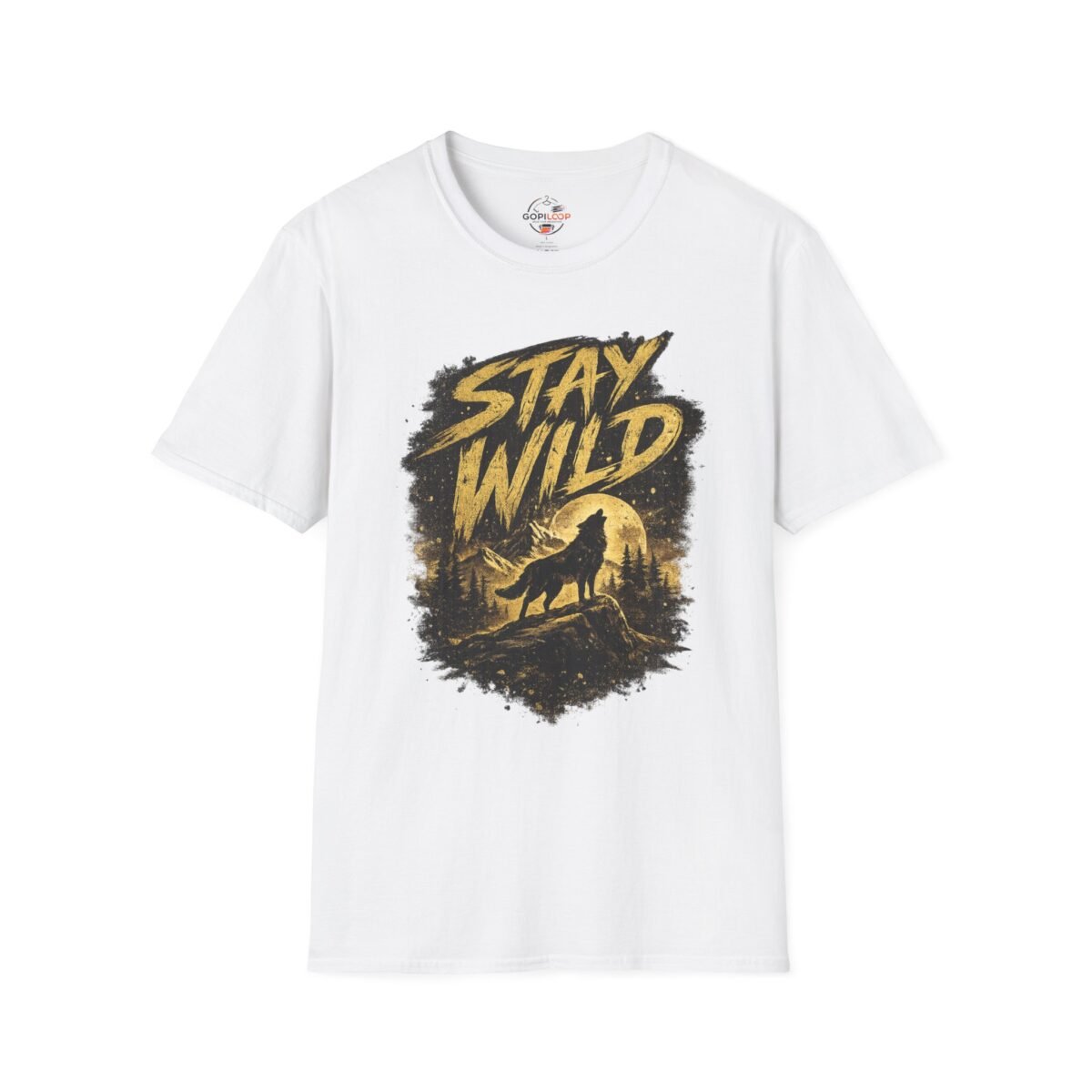stay wild wolf t shirt — adventure nature graphic tee