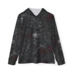 skull & roses all over print hoodie — gothic athletic warmup