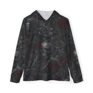 skull & roses all over print hoodie — gothic athletic warmup