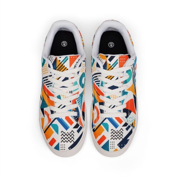 Men's Low-Top Sneakers — Colorful Geometric Leather Casual Shoes