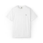 minimal white t shirt with small embroidered logo — classic crewneck tee