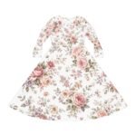 floral vintage rose long sleeve dance dress
