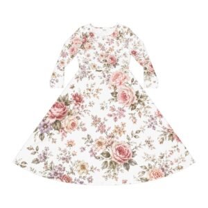 floral vintage rose long sleeve dance dress