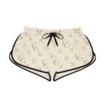 luxury monogram relaxed shorts — beige gold patterned women's lounge shorts