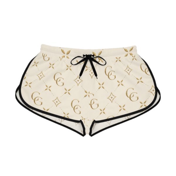 luxury monogram relaxed shorts — beige gold patterned women's lounge shorts