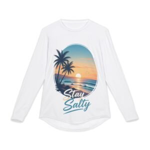 men's 'stay salty' uv protection long sleeve sun shirt — beach sunset rash guard