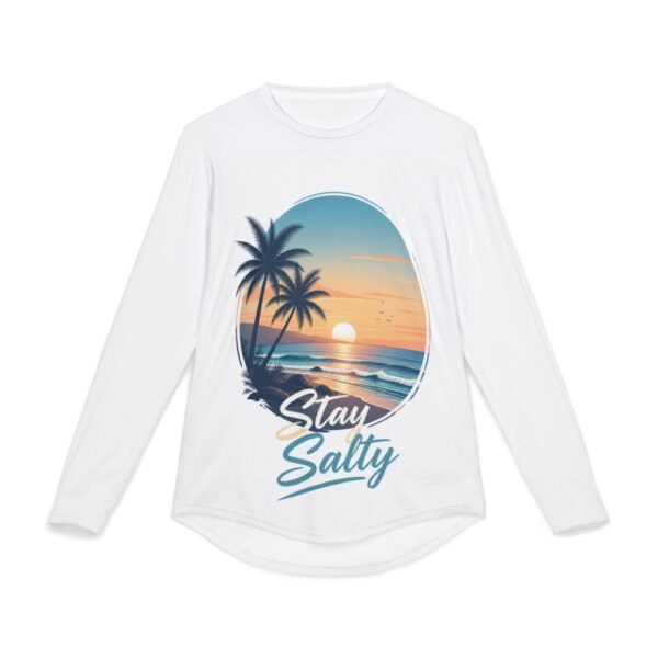 men's 'stay salty' uv protection long sleeve sun shirt — beach sunset rash guard