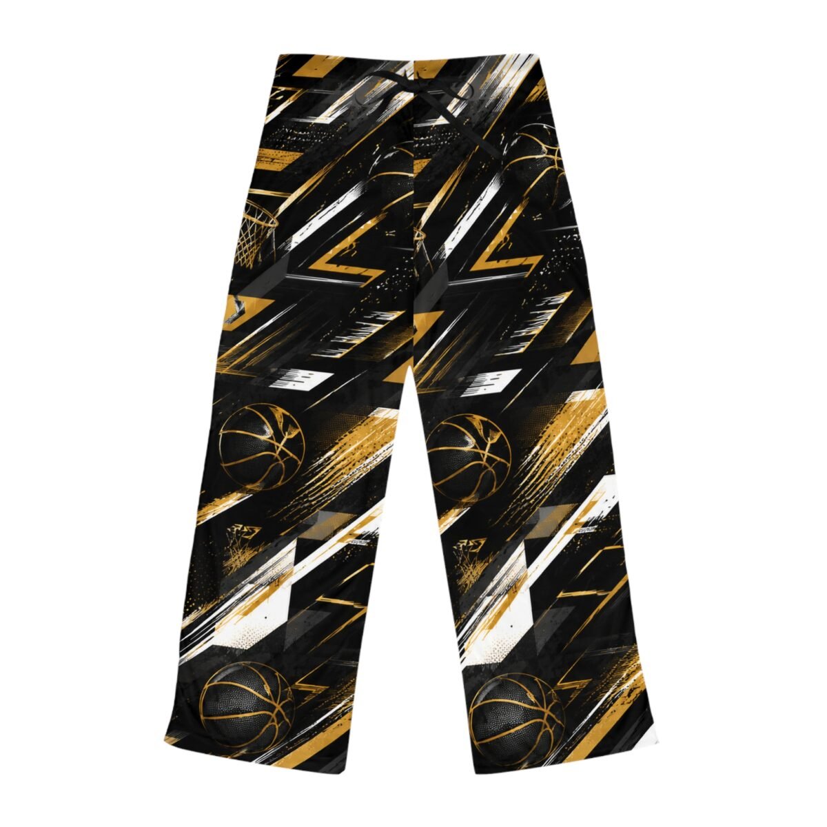 basketball print women's pajama pants black & gold athletic lounge sleepwear