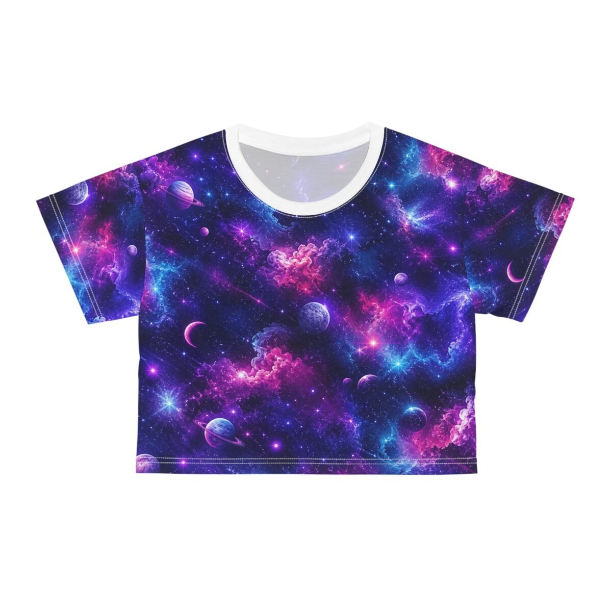 galaxy nebula crop tee — all over print cosmic space top
