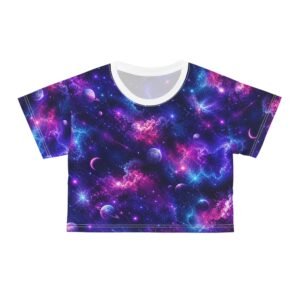 galaxy nebula crop tee — all over print cosmic space top