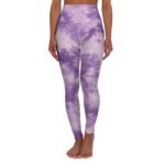 purple tie dye high waist yoga leggings — stretchy activewear for yoga & everyday