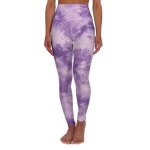 purple tie dye high waist yoga leggings — stretchy activewear for yoga & everyday