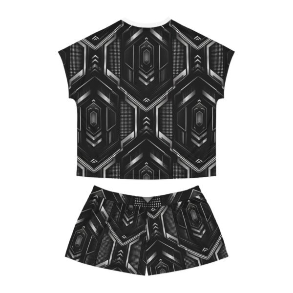 Women’s Pajama Set — Black Geometric Futuristic Sleepwear