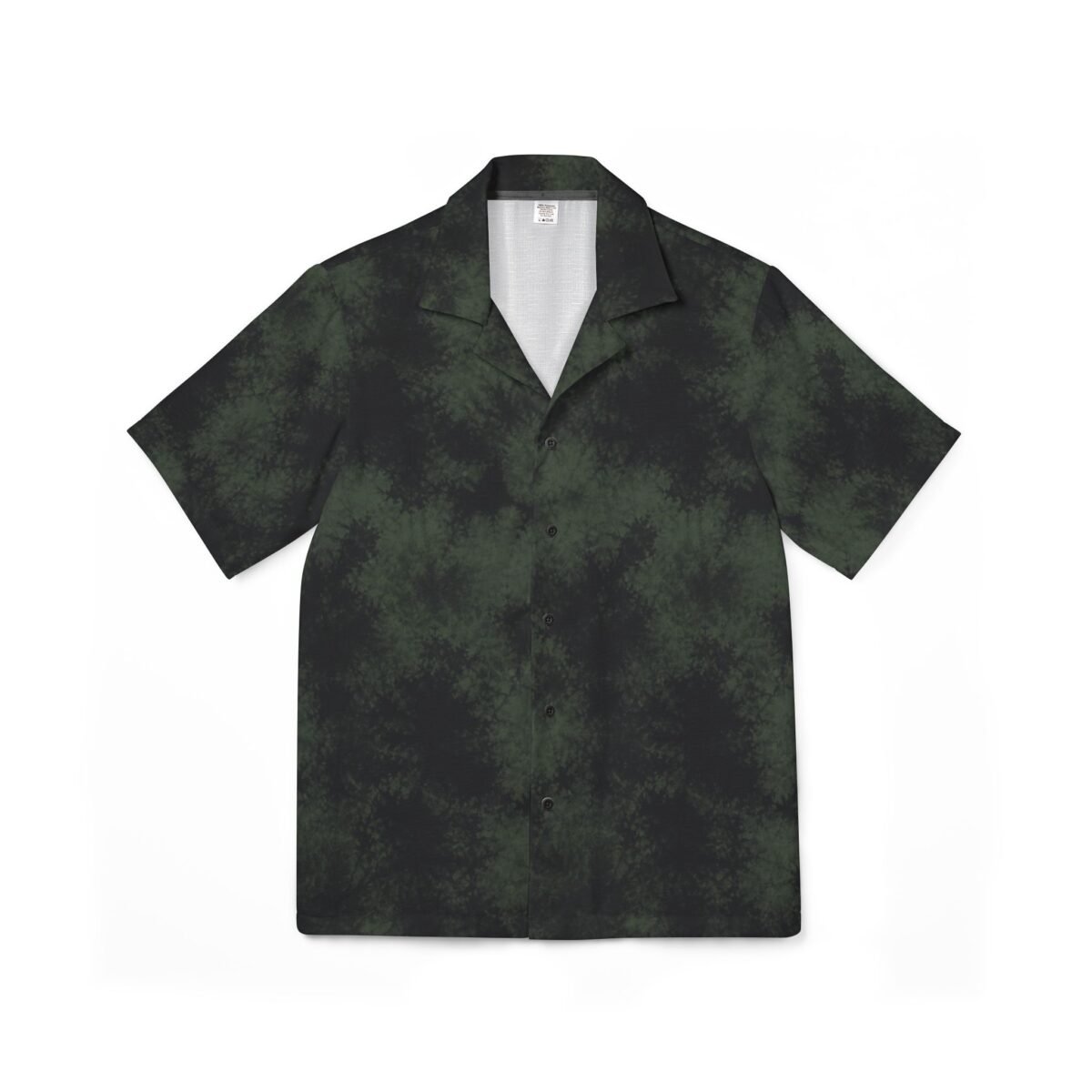 men's green tie dye camp shirt — casual hawaiian style button up