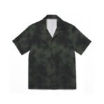 men's green tie dye camp shirt — casual hawaiian style button up