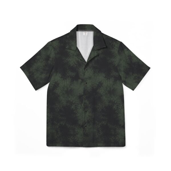 men's green tie dye camp shirt — casual hawaiian style button up