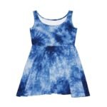 blue tie dye women's skater dress – casual summer a line sundress