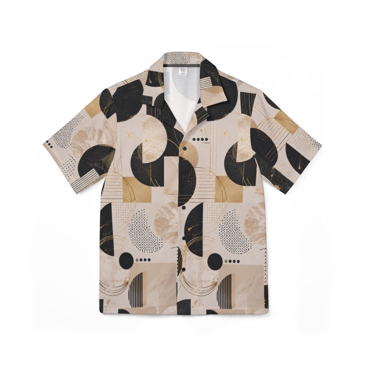 abstract geo print hawaiian shirt — men's camp shirt