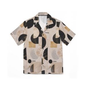 abstract geo print hawaiian shirt — men's camp shirt