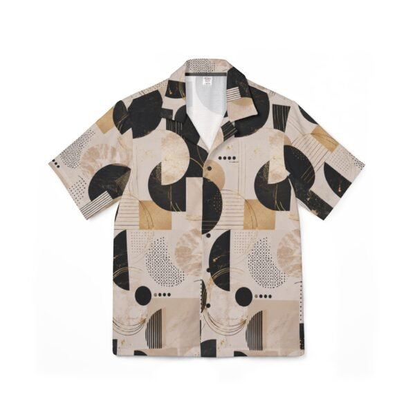 abstract geo print hawaiian shirt — men's camp shirt