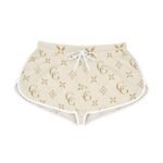 luxury monogram relaxed shorts — beige gold patterned women's lounge shorts