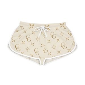 luxury monogram relaxed shorts — beige gold patterned women's lounge shorts
