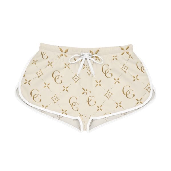 luxury monogram relaxed shorts — beige gold patterned women's lounge shorts