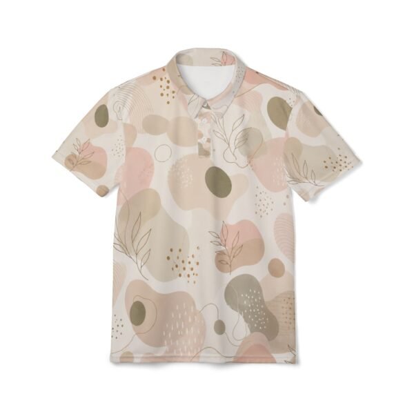 abstract pastel polo shirt — neutral organic pattern polo