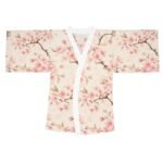 cherry blossom kimono robe — floral long sleeve lounge wrap