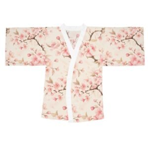 cherry blossom kimono robe — floral long sleeve lounge wrap
