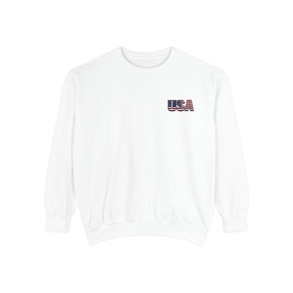 USA Flag Chest Sweatshirt — Patriotic American Crewneck