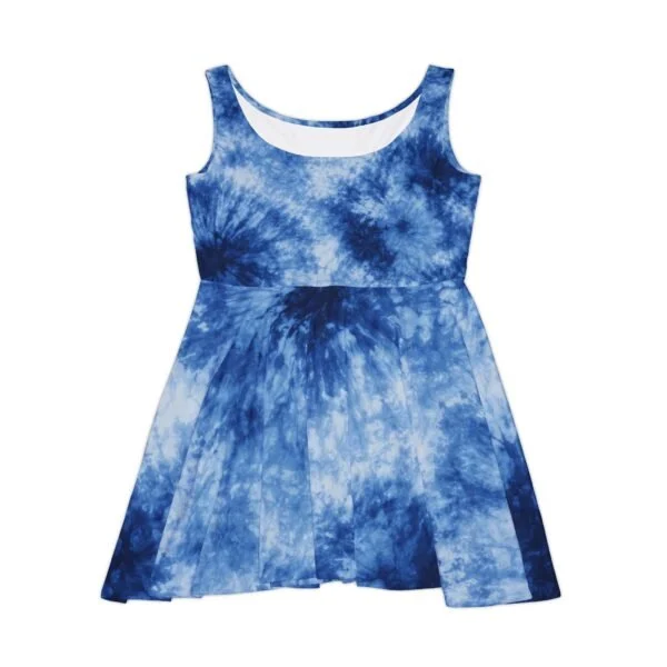 blue tie dye women's skater dress – casual summer a line sundress