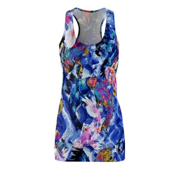 Abstract Blue Floral Racerback Dress — Women's All-Over Print