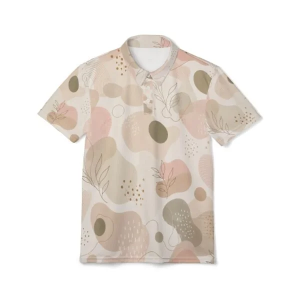 abstract pastel polo shirt — neutral organic pattern polo
